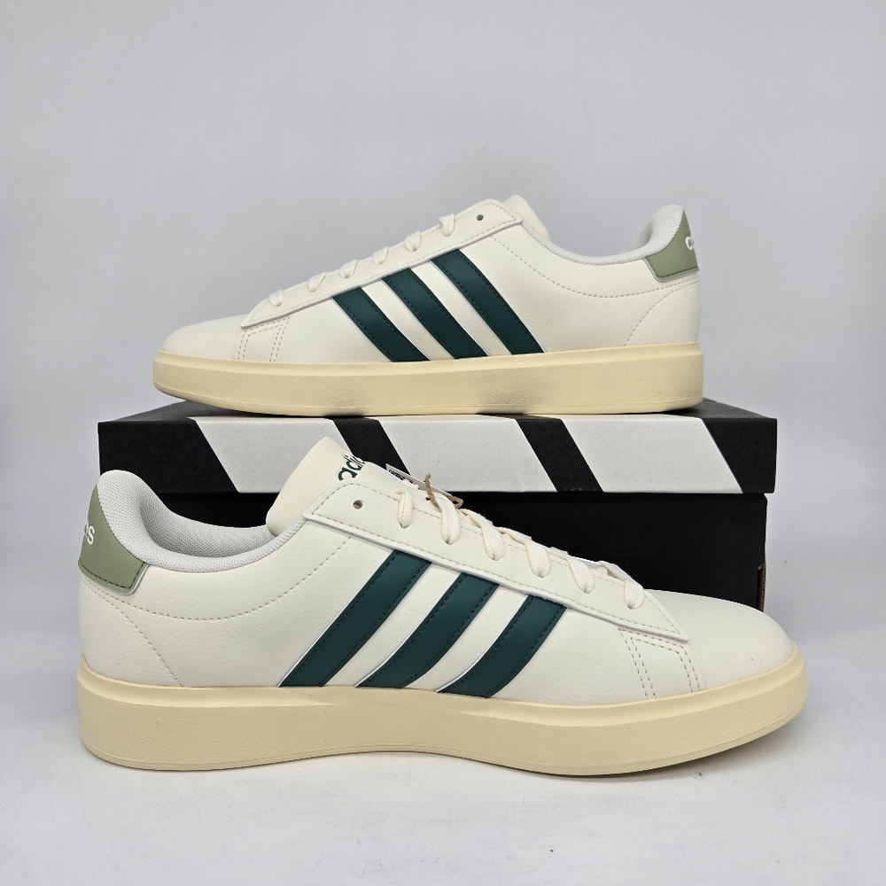 Adidas Men's Grand Court 2.0 JS1736 Off White Collegiate Green Shoes Size 13 New - Picture 6 of 8